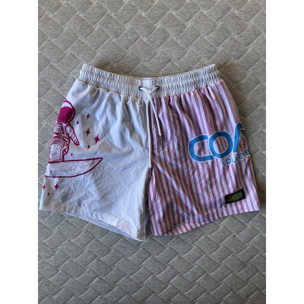 Slunks Shorts Mens Medium Multicolor Space Volleyball Lined 5" Inseam Athletic